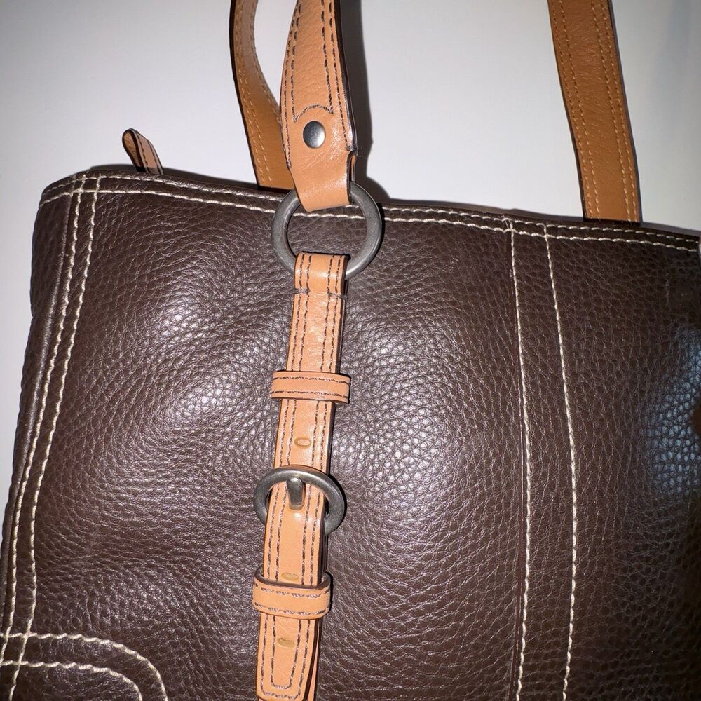 Coach Chelsea Bag Brown Pebbled Leather #F12339 Satchel Purse Tan Straps - Picture 4 of 12